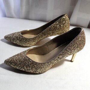 Modatope Gold Glitter Stiletto Heels, Size 6, EUC